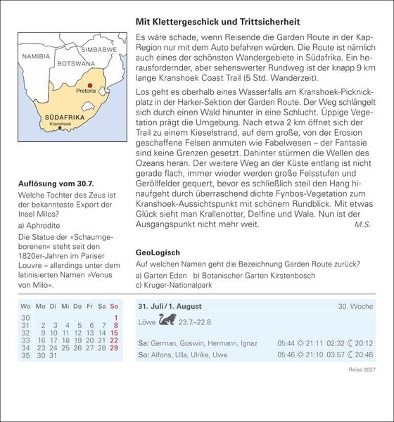 Produktbild: Reise Tagesabrei&szlig;kalender 2027 - Kulturkalender - St&auml;dte, Menschen, Landschaften