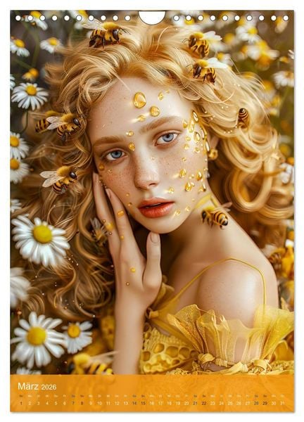 Produktbild: Bienenk&ouml;nigin - Goldene Harmonie von Sch&ouml;nheit, Honig und Bienen (Wandkalender 2026 DIN A4 hoch), CALVENDO Monatskalender