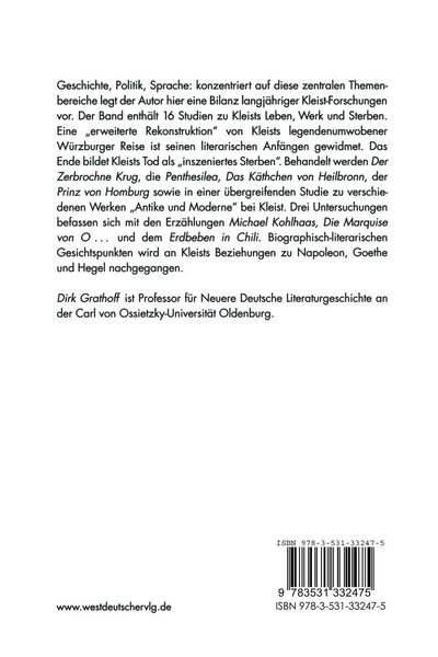Produktbild: Kleist: Geschichte, Politik, Sprache
