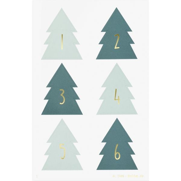Produktbild: FOLIA Bastelartikel Adventskalendersticker CHRISTMAS TREE, 4 Blatt in 9x14cm