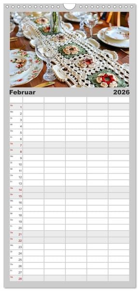 Produktbild: Familienplaner 2026 - Granny Square Kunst - Ein Jahr voller kreativer H&auml;kelideen mit 5 Spalten (Wandkalender, 21 x 45 cm) CALVENDO