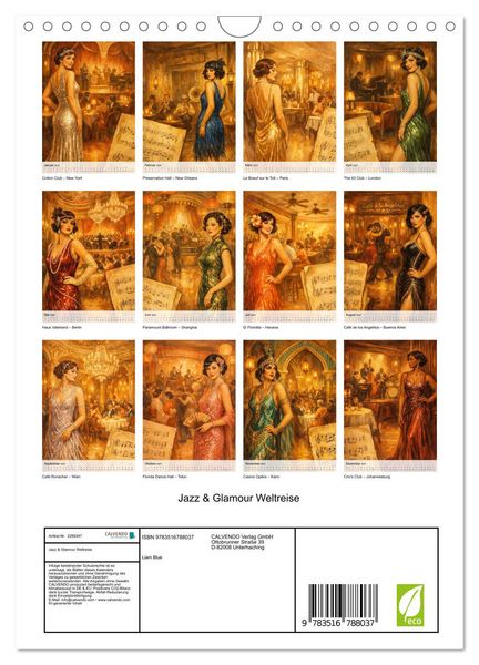 Produktbild: Jazz & Glamour Weltreise (Wandkalender 2027 DIN A4 hoch), CALVENDO Monatskalender