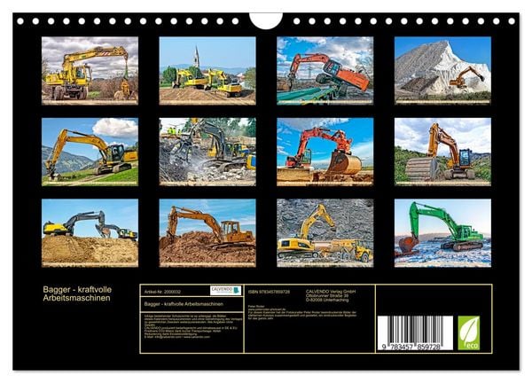 Produktbild: Bagger - kraftvolle Arbeitsmaschinen (Wandkalender 2026 DIN A4 quer), CALVENDO Monatskalender