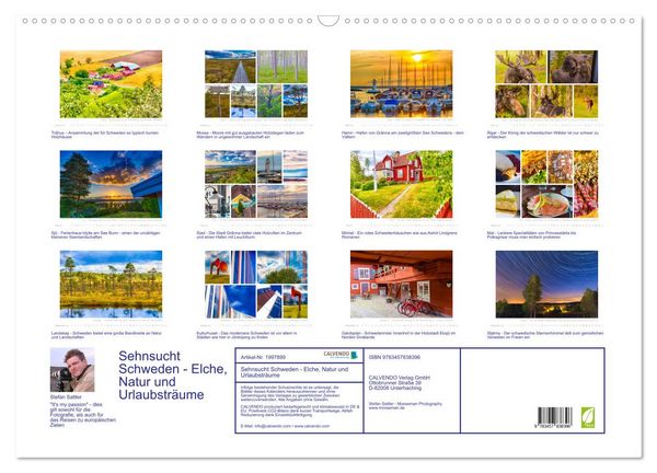 Produktbild: Sehnsucht Schweden - Elche, Natur und Urlaubstr&auml;ume (Wandkalender 2026 DIN A2 quer), CALVENDO Monatskalender
