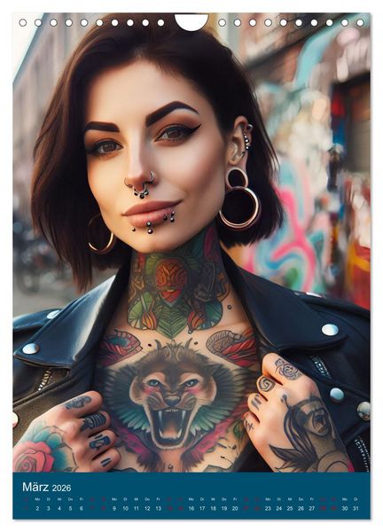 Produktbild: Tattoo und Piercing Women (Wandkalender 2026 DIN A4 hoch), CALVENDO Monatskalender