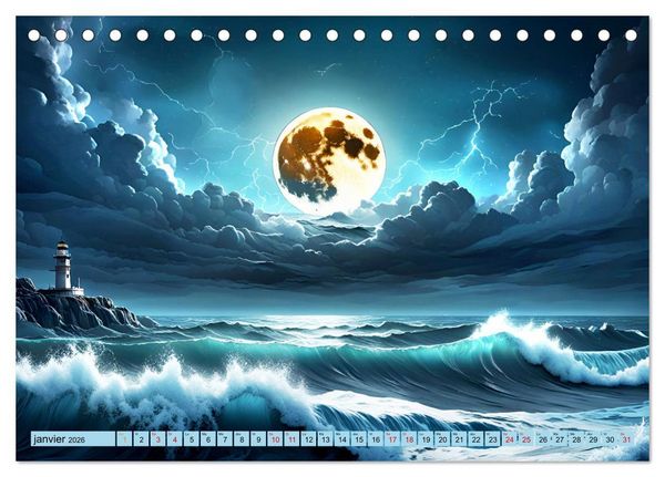 Produktbild: Vagues en col&egrave;re (Calendrier de bureau 2026 DIN A5 vertical), CALVENDO calendrier mensuel
