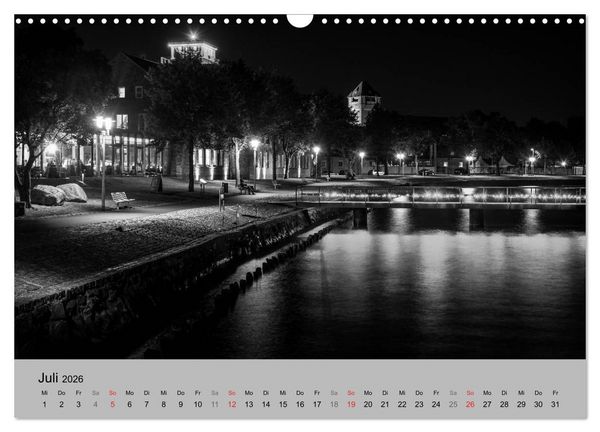 Produktbild: Hansestadt Stralsund bei Nacht (mit GPS-Koordinaten) (Wandkalender 2026 DIN A3 quer), CALVENDO Monatskalender