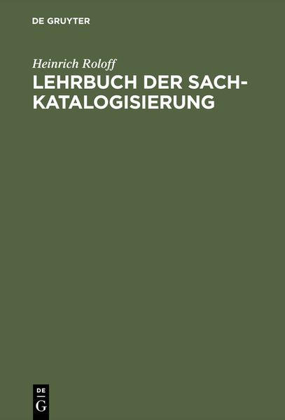 Produktbild: Lehrbuch der Sachkatalogisierung