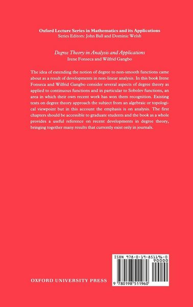 Produktbild: Degree Theory in Analysis and Applications