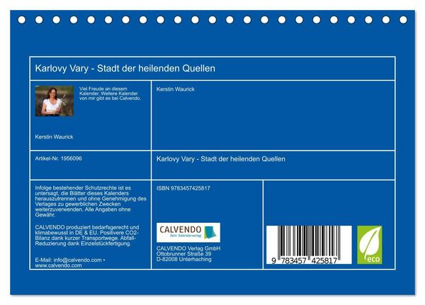 Produktbild: Karlovy Vary - Stadt der heilenden Quellen (Tischkalender 2026 DIN A5 quer), CALVENDO Monatskalender