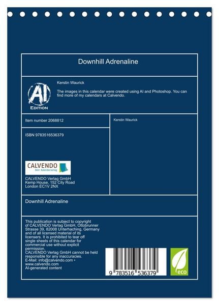 Produktbild: Downhill Adrenaline (Desk Calendar 2026 DIN A5 portrait), CALVENDO 12 Month DeskCalendar
