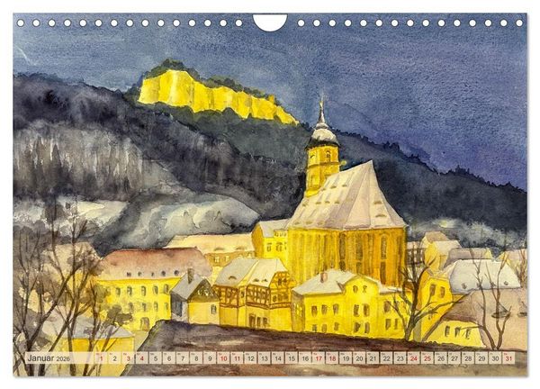Produktbild: Dresden und das Elbtal - Ein Aquarellkalender von Claudia Pinkau (Wandkalender 2026 DIN A4 quer), CALVENDO Monatskalender