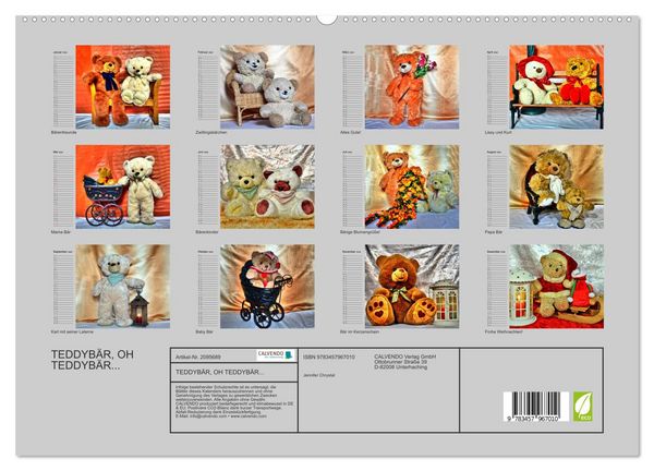 Produktbild: TEDDYB&Auml;R, OH TEDDYB&Auml;R... (hochwertiger Premium Wandkalender 2026 DIN A2 quer), Kunstdruck in Hochglanz