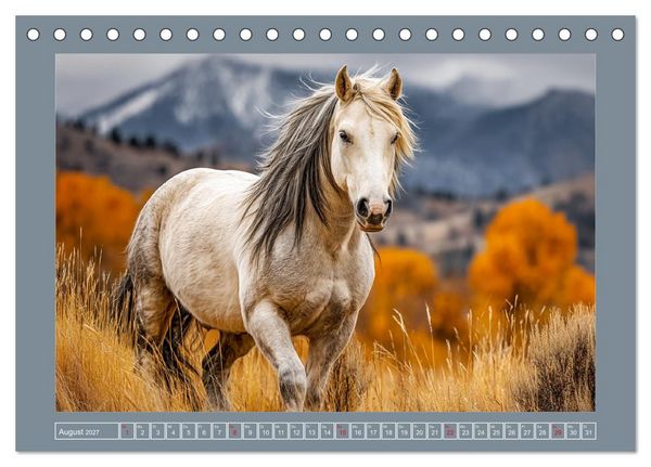 Produktbild: Mustangs. Pferde in ihrer wildesten Sch&ouml;nheit (Tischkalender 2027 DIN A5 quer), CALVENDO Monatskalender