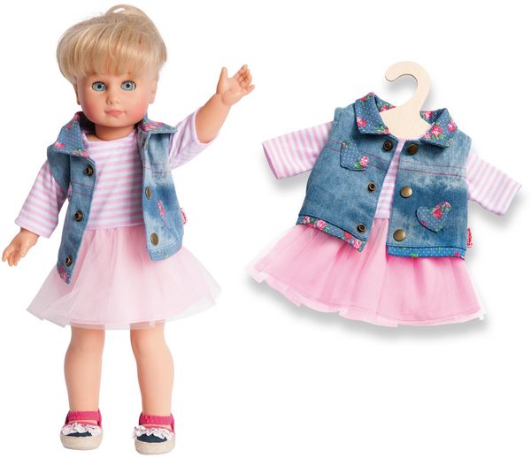 Produktbild: Puppen-T&uuml;llkleid mit Jeansweste, Gr. 35-45 cm