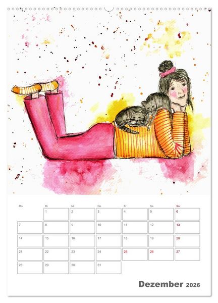 Produktbild: Meine zwei Samtpf&ouml;tchen und Ich - Bezaubernde Aquarelle einer gro&szlig;e Liebe (hochwertiger Premium Wandkalender 2026 DIN A2 hoch), Kunstdruck in Hochglanz