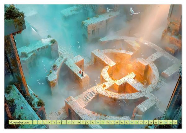 Produktbild: Labyrinthe - Der Fantasie (Tischkalender 2026 DIN A5 quer), CALVENDO Monatskalender