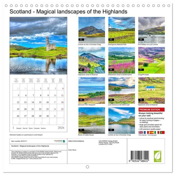 Produktbild: Scotland - Magical landscapes of the Highlands (Wall Calendar 2026 12 &times; 12 Inch) CALVENDO 12 Month Wall Calendar