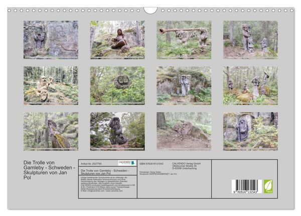 Produktbild: Die Trolle von Gamleby - Schweden - Skulpturen von Jan Pol (Wandkalender 2026 DIN A3 quer), CALVENDO Monatskalender