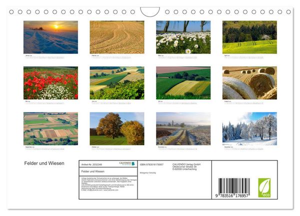 Produktbild: Felder und Wiesen (Wandkalender 2026 DIN A4 quer), CALVENDO Monatskalender