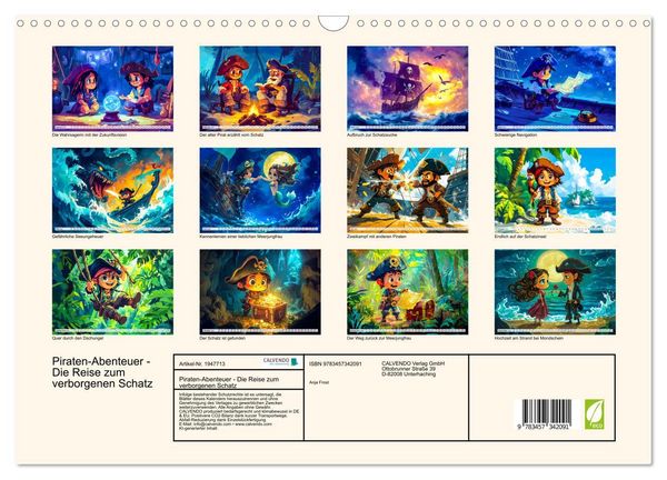 Produktbild: Piraten-Abenteuer - Die Reise zum verborgenen Schatz (Wandkalender 2026 DIN A3 quer), CALVENDO Monatskalender