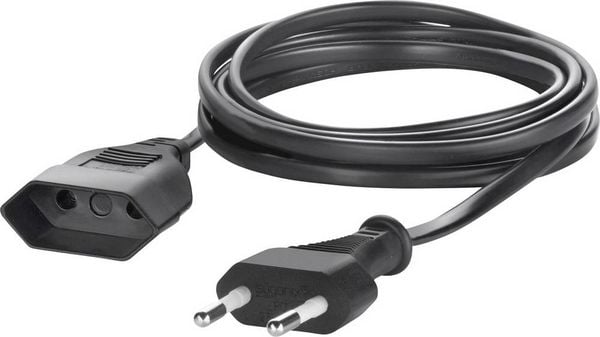 Produktbild: Sygonix SY-5042682 Strom Verl&auml;ngerungskabel Schwarz 2.00m H03VVH2-F 2X 0,75mm&sup2;