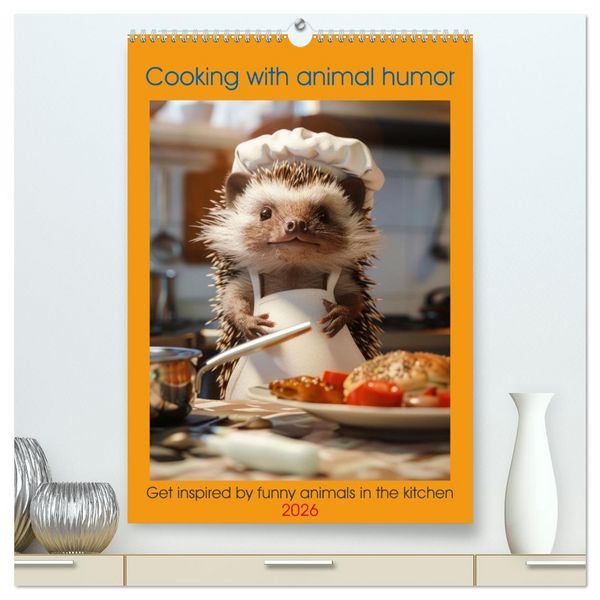 Cooking with animal humor (High Quality Premium Wall Calendar 2026 DIN A2 portrait),CALVENDO 12 Month Wall Calendar
