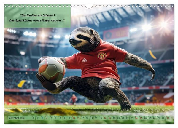 Produktbild: Der tierisch lustige Fu&szlig;ballkalender (Wandkalender 2026 DIN A3 quer), CALVENDO Monatskalender