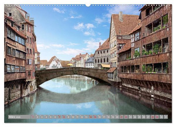 Produktbild: N&uuml;rnberg zur Kaiserzeit in Farbe - Fotos neu restauriert und koloriert (hochwertiger Premium Wandkalender 2026 DIN A2 quer), Kunstdruck in Hochglanz