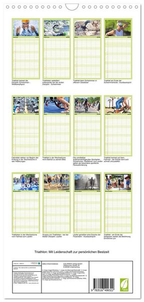 Produktbild: Familienplaner 2026 - Triathlon: Mit Leidenschaft zur pers&ouml;nlichen Bestzeit mit 5 Spalten (Wandkalender, 21 x 45 cm) CALVENDO