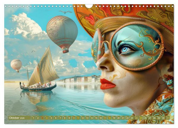 Produktbild: Theatralische surreale Szenen im venezianischen Stil (Wandkalender 2026 DIN A3 quer), CALVENDO Monatskalender