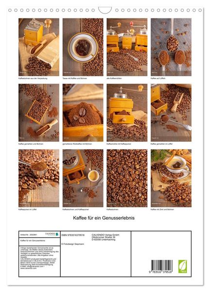 Produktbild: Kaffee f&uuml;r ein Genusserlebnis (Wandkalender 2026 DIN A3 hoch), CALVENDO Monatskalender
