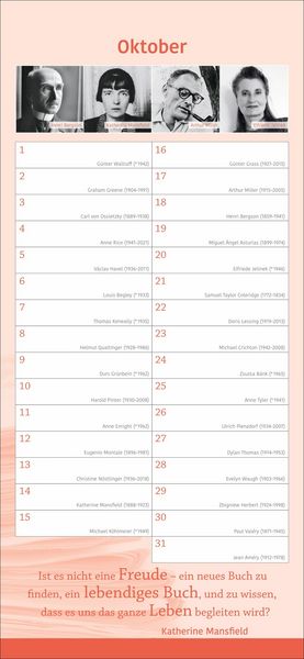 Produktbild: Der literarische Geburtstagskalender - Mit Geburtstagskindern und Zitaten