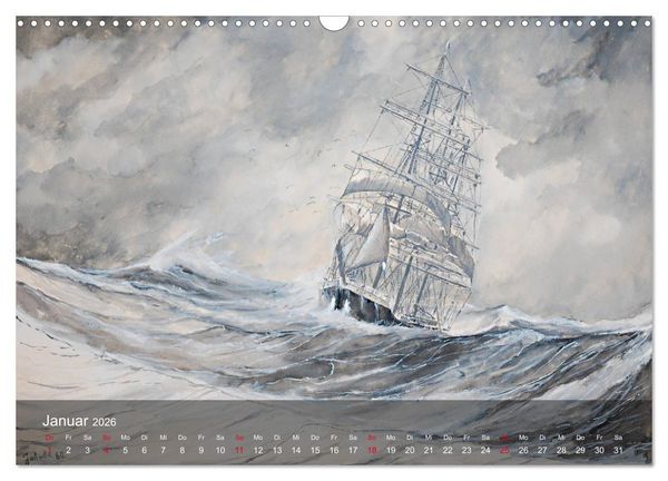 Produktbild: Segel am Horizont - Marinemaler Alfred Jahnke (Wandkalender 2026 DIN A3 quer), CALVENDO Monatskalender