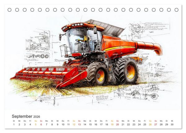 Produktbild: M&auml;hdrescher - Design Studien (Tischkalender 2026 DIN A5 quer), CALVENDO Monatskalender
