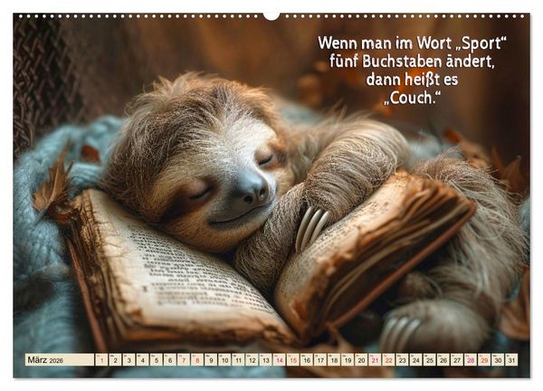 Produktbild: Faultier - Albtraum Sport (Wandkalender 2026 DIN A2 quer), CALVENDO Monatskalender