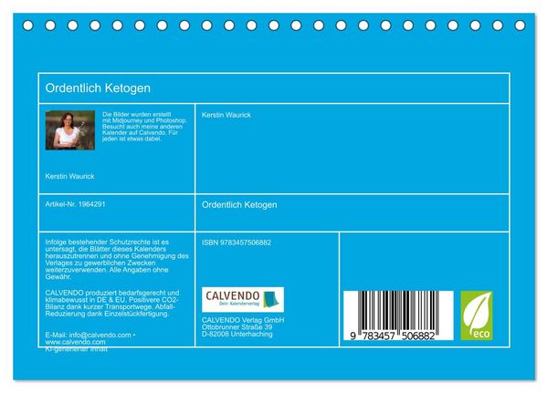 Produktbild: Ordentlich Ketogen (Tischkalender 2026 DIN A5 quer), CALVENDO Monatskalender