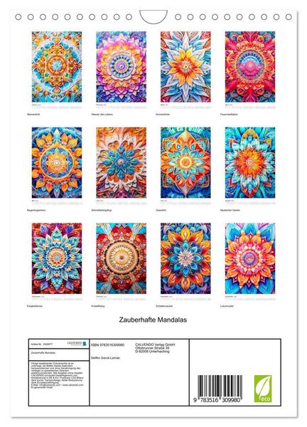 Produktbild: Zauberhafte Mandalas (Wandkalender 2026 DIN A4 hoch), CALVENDO Monatskalender