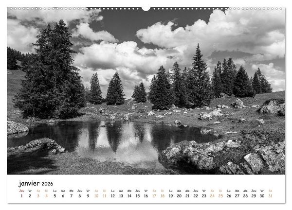 Produktbild: Terres de contraste &ndash; Une ann&eacute;e en monochrome (Calendrier mural 2026 DIN A2 vertical) calendrier de bureau