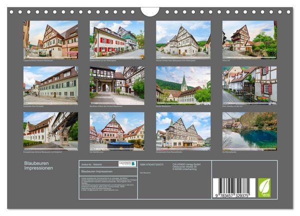 Produktbild: Blaubeuren Impressionen (Wandkalender 2026 DIN A4 quer), CALVENDO Monatskalender