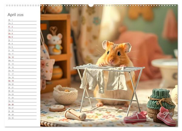 Produktbild: Hamsti Haushalt - Ordnung mit Pfiff und Flausch (hochwertiger Premium Wandkalender 2026 DIN A2 quer), Kunstdruck in Hochglanz