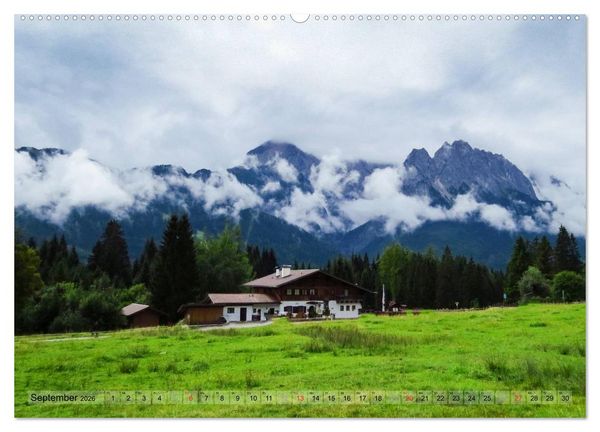 Produktbild: Malerisches Garmisch Partenkirchen - Aquarelle und Fotografien (hochwertiger Premium Wandkalender 2026 DIN A2 quer), Kunstdruck in Hochglanz