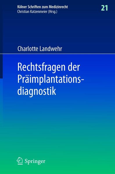 Produktbild: Rechtsfragen der Pr&auml;implantationsdiagnostik