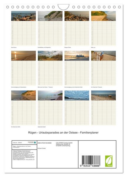 Produktbild: R&uuml;gen - Urlaubsparadies an der Ostsee - Familienplaner (Wandkalender 2026 DIN A4 hoch), CALVENDO Monatskalender