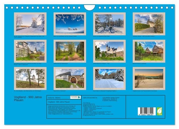 Produktbild: Vogtland - 900 Jahre Plauen (Wandkalender 2026 DIN A4 quer), CALVENDO Monatskalender