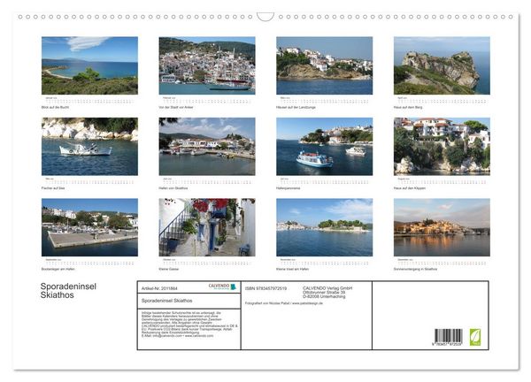 Produktbild: Sporadeninsel Skiathos (Wandkalender 2026 DIN A2 quer), CALVENDO Monatskalender