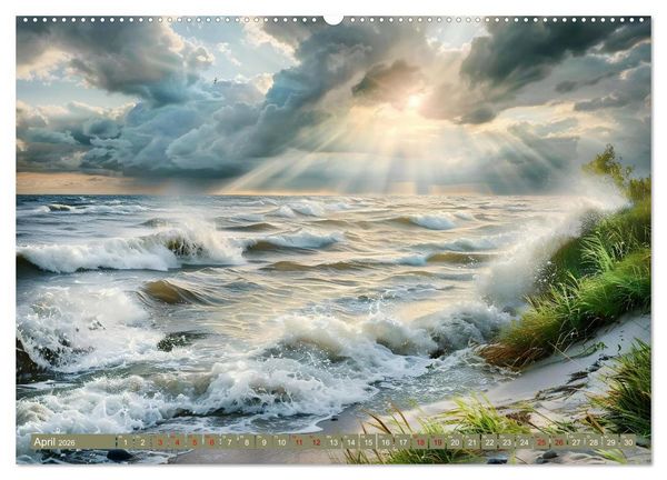 Produktbild: Sturmwarnung an der K&uuml;ste (Wandkalender 2026 DIN A2 quer), CALVENDO Monatskalender