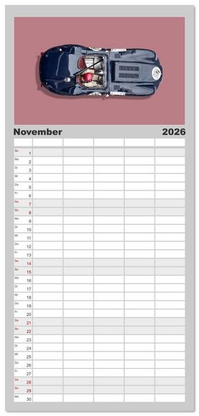 Produktbild: Familienplaner 2026 - Two-Seater Racing Cars 1950-1960 mit 5 Spalten (Wandkalender, 21 x 45 cm) CALVENDO