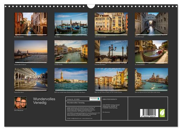 Produktbild: Wundervolles Venedig (Wandkalender 2026 DIN A3 quer), CALVENDO Monatskalender