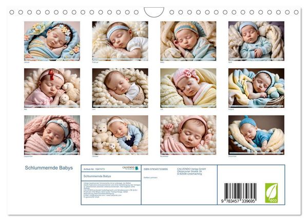 Produktbild: Schlummernde Babys (Wandkalender 2026 DIN A4 quer), CALVENDO Monatskalender